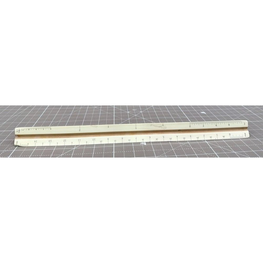 Vintage K&E 12" Paragon 563648 Wood & Plastic  Drafting Triangular Ruler/Scale E